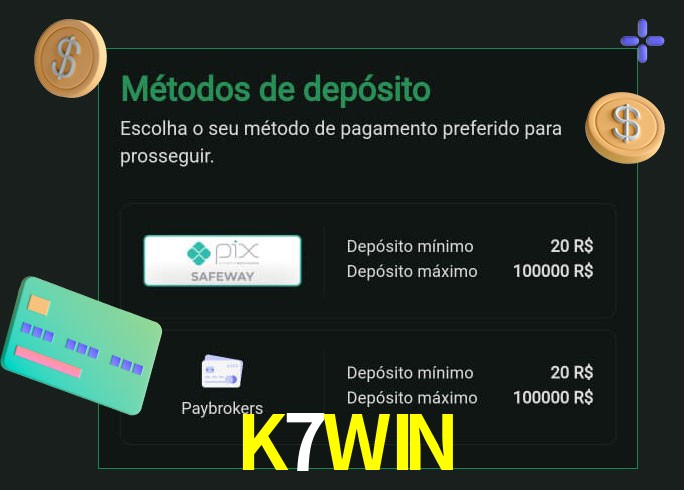 O cassino K7WIN oferece uma grande variedade de métodos de pagamento